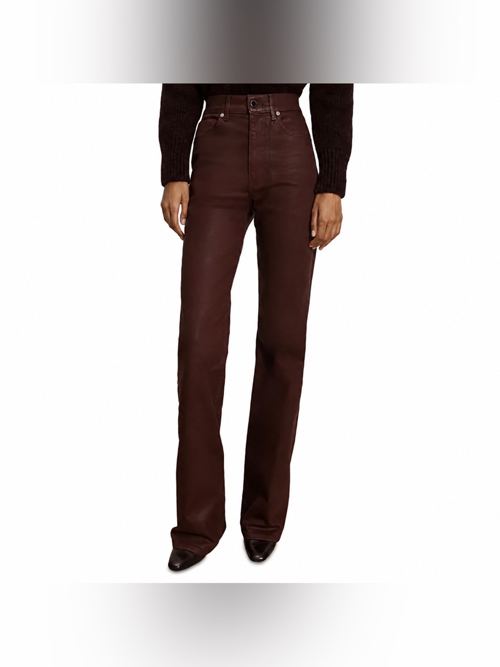 Veronica Beard Crosbie Coated High Rise Wide Leg Jeans in Raisin